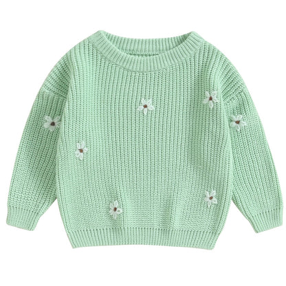 Mubineo Baby Girl Winter Clothes Cute Flower Sweater Crewneck Pullover Long Sleeve Knit Newborn Infant Sweaters