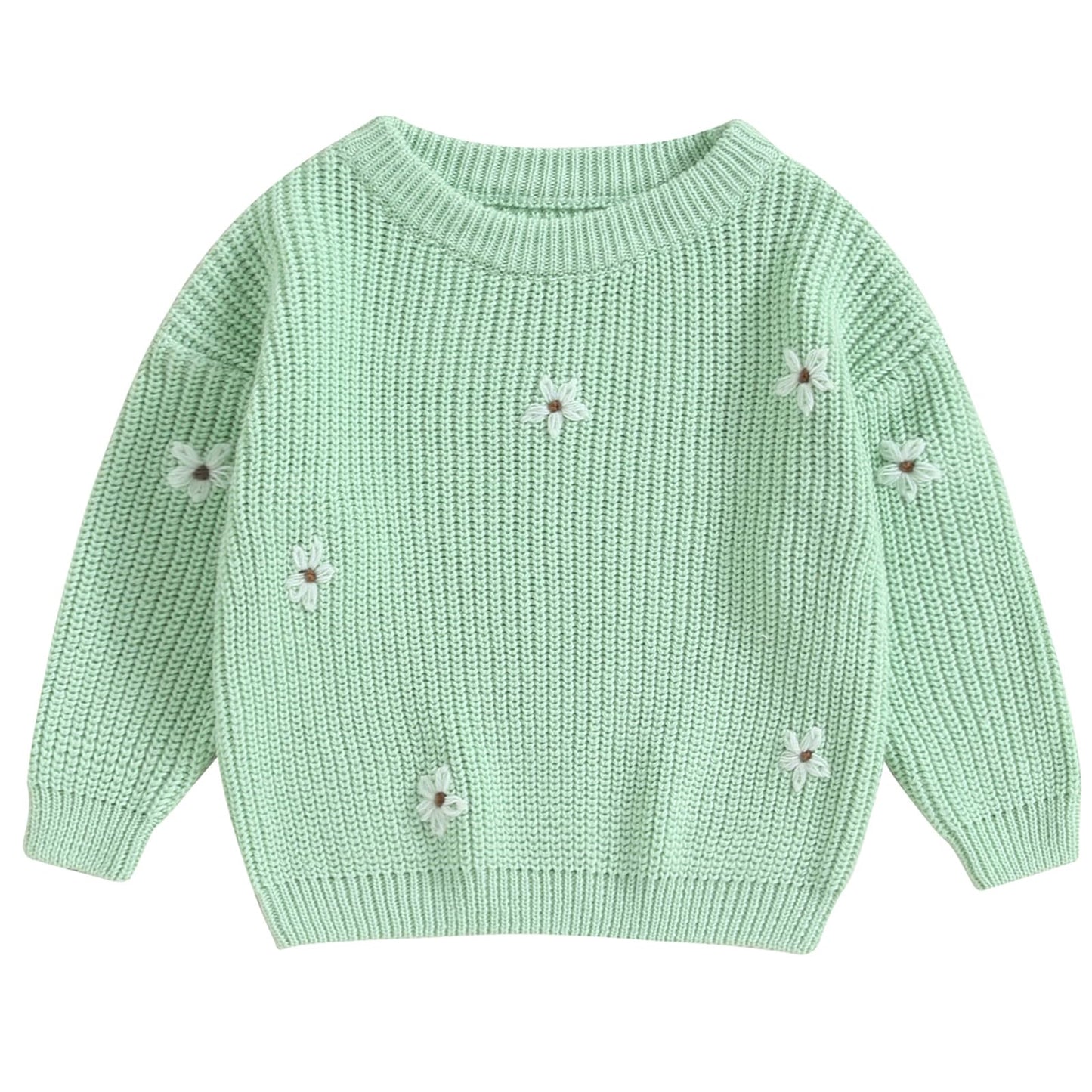 Mubineo Baby Girl Winter Clothes Cute Flower Sweater Crewneck Pullover Long Sleeve Knit Newborn Infant Sweaters