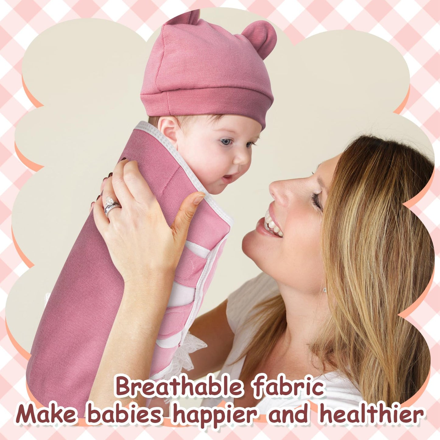 Ramede 6 Pack Baby Swaddle Blanket with Hats Sleep Swaddle for 0-3 Months Newborn Sacks Soft Cotton Wearable for Boy Girl
