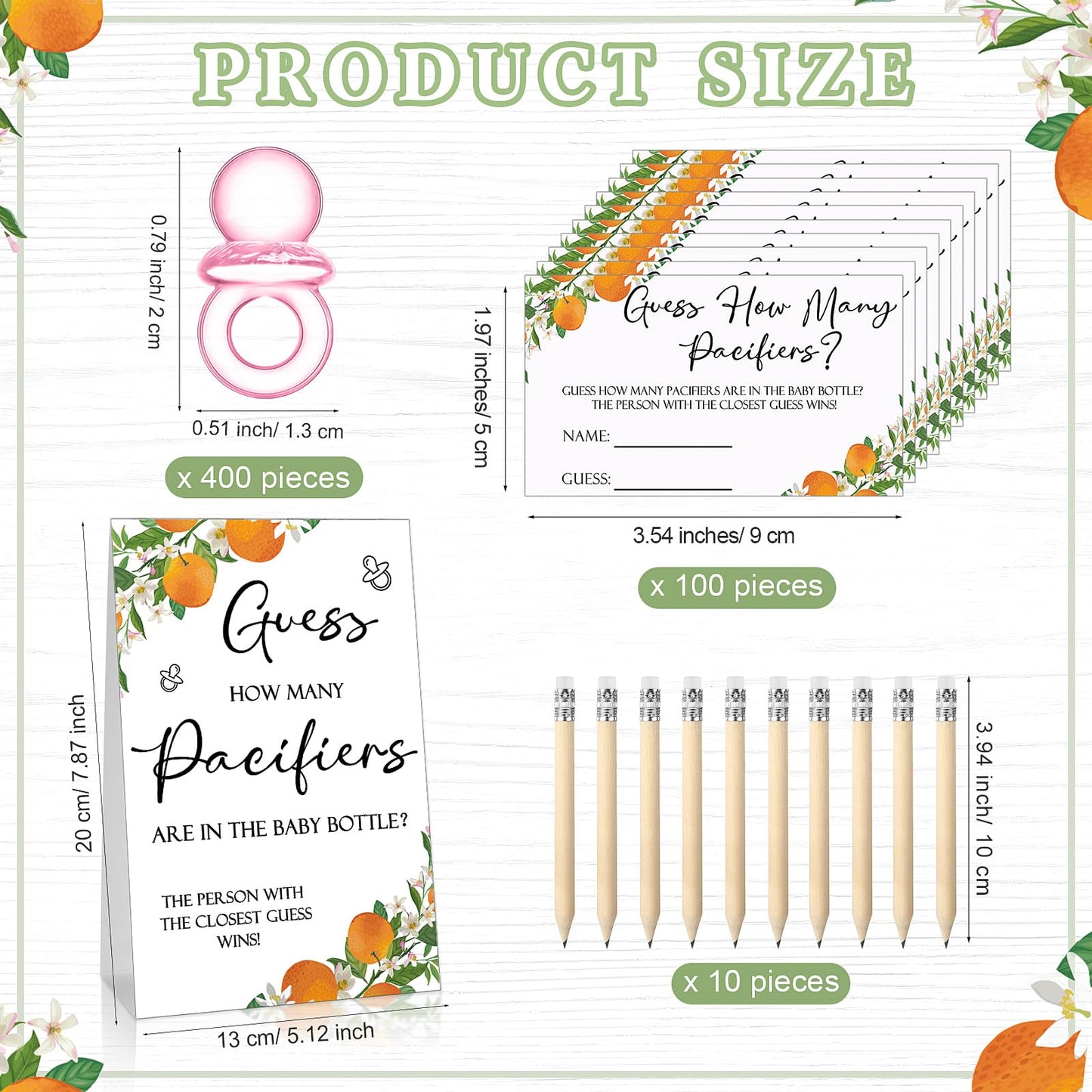 Roowest 512 Pcs Baby Shower Games Guess How Many Pacifiers Sign 100 Small Guessing Games 10 HB Pencils 750ml Milk Bottle 400 Acrylic Pacifiers Decoration for Guest Gender Reveal(Pink,Bear)