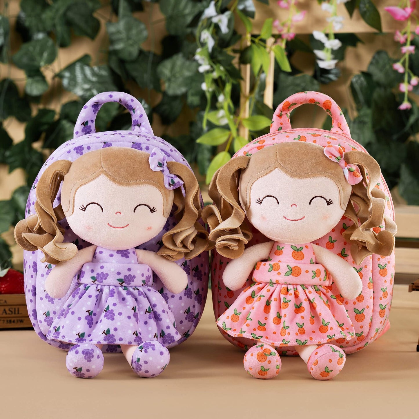 Gloveleya Toddler Backpack Baby Ballerina Girl Gifts Plush Curly Hair Ballet Backpack - Black Blonde 9 inches