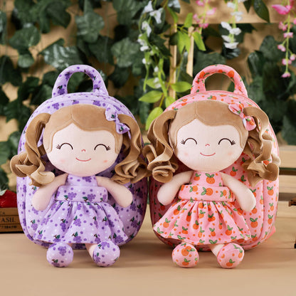 Gloveleya Toddler Backpack Baby Ballerina Girl Gifts Plush Curly Hair Ballet Backpack - Black Blonde 9 inches