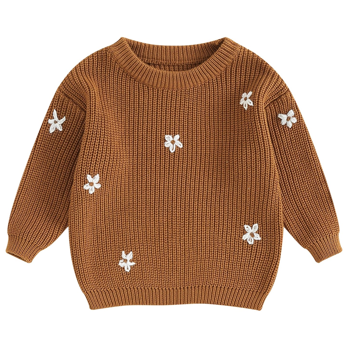 Mubineo Baby Girl Winter Clothes Cute Flower Sweater Crewneck Pullover Long Sleeve Knit Newborn Infant Sweaters