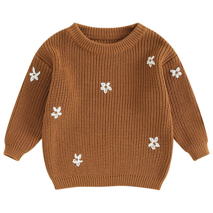 Mubineo Baby Girl Winter Clothes Cute Flower Sweater Crewneck Pullover Long Sleeve Knit Newborn Infant Sweaters