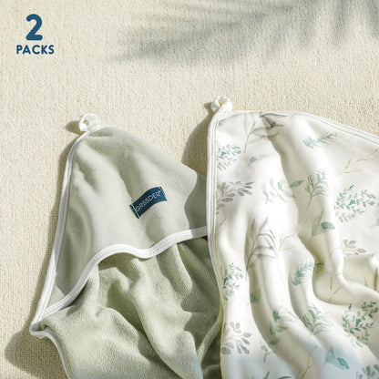 GRSSDER Baby Hooded Towel 2 Pack for Newborn, Super Soft Bath Towels with Original Design, Ultra Absorbent Knit Terry, Large Toddler Towels with Hood for Girls, Shower Gifts for Infant, 34"x 34"