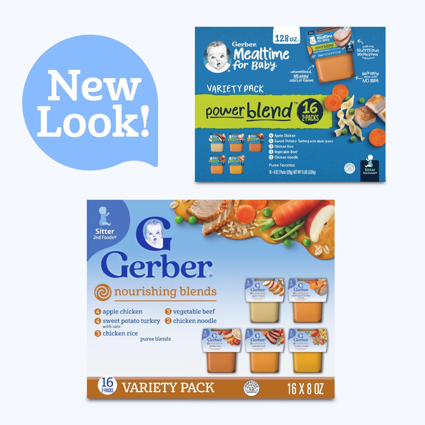 Gerber Stage 2 Baby Food, Super Blends Puree Tubs, No Added Colors or Flavors, Baby Puree, Variety 32-Pack