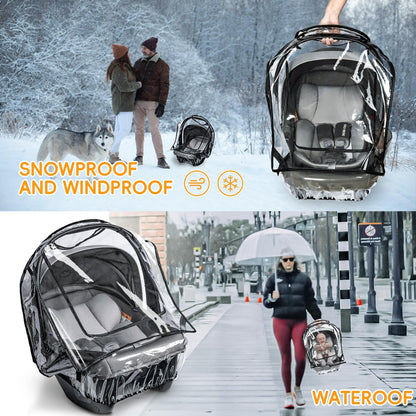 bemece Car Seat Rain Cover, Baby Car Seat Rain Cover Universal with Side Ventilation and Quick-Access Large Window, Protected from Rain, Snow, Wind and Dust, Baby Travel Accessories