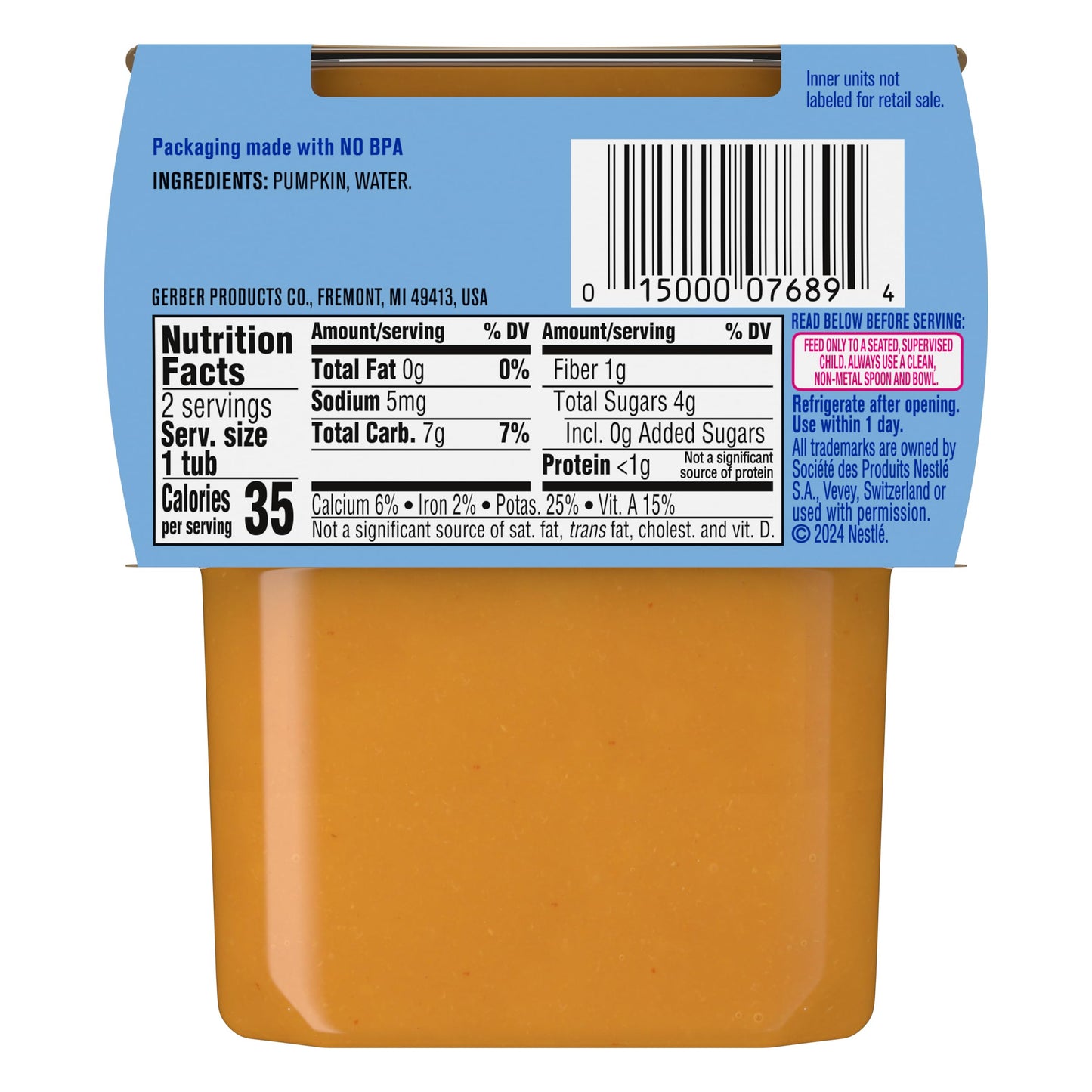 Gerber 2nd Food Baby Food Green Bean Puree, Natural & Non-GMO, 8 Ounce, 2 Count (Pack of 8)