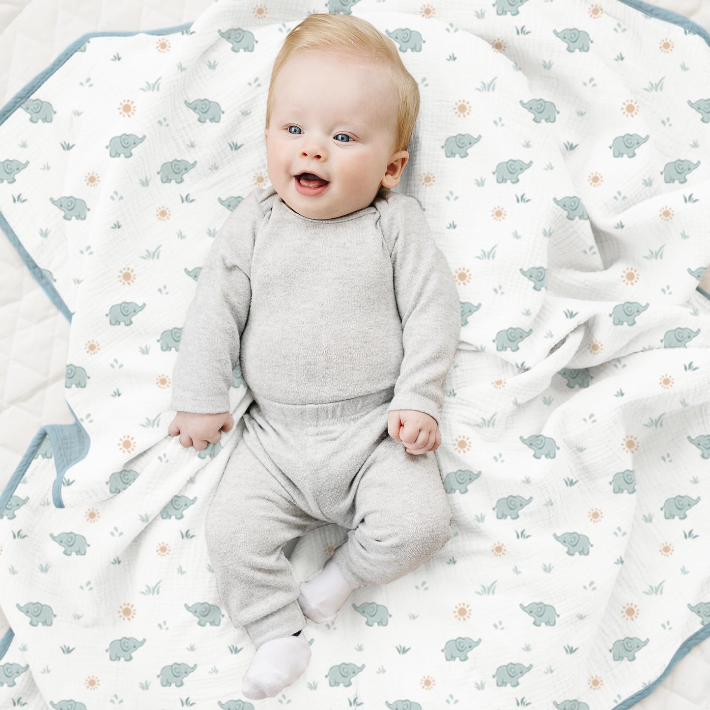 Konssy Muslin Baby Blankets for Girls Boys, 100% Cotton Crib Blanket for Infant Toddler, Super Soft and Lightweight Nursery Swaddling Wrap 40"x36" (Floral)