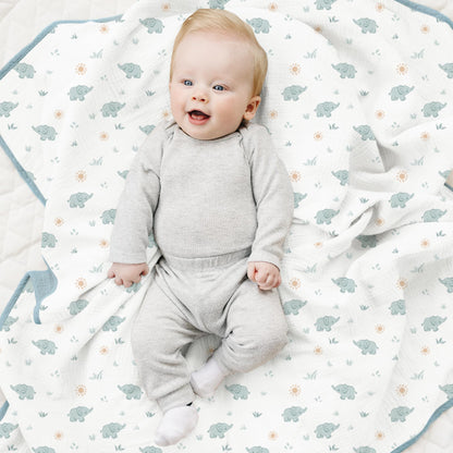 Konssy Muslin Baby Blankets for Girls Boys, 100% Cotton Crib Blanket for Infant Toddler, Super Soft and Lightweight Nursery Swaddling Wrap 40"x36" (Floral)