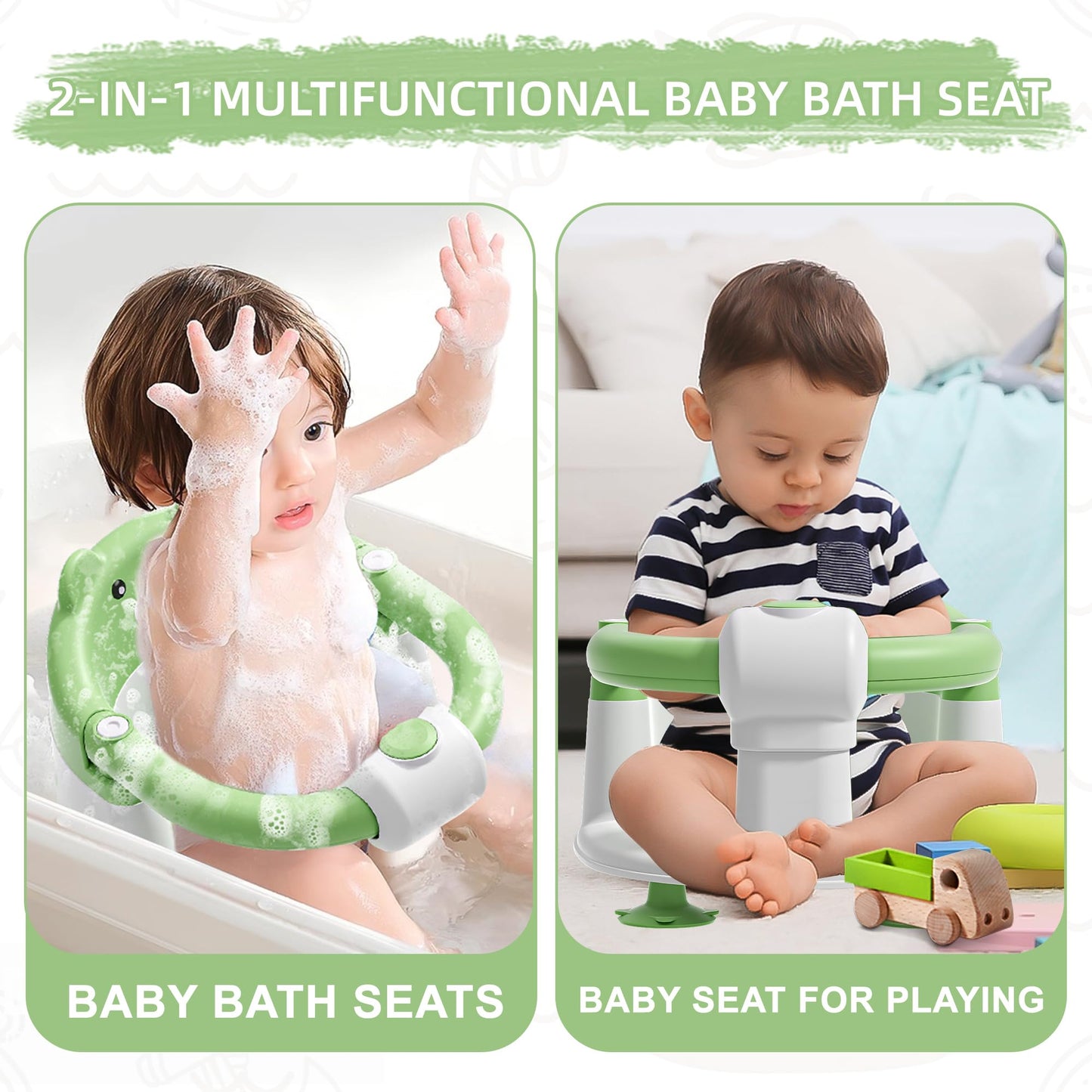 Baby Bath Seat for Babies 6 Months & Up, Toddler Bath Seats for Babies Sitting Up, Non-Slip Infant Bath Tub Chair with 4 Suction Cups & Soft Cushion for Shower, Compact Toddler Bathtub Seat, Pink