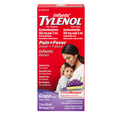 Infants' TYLENOL Oral Suspension, Grape, 2 Fl. Oz