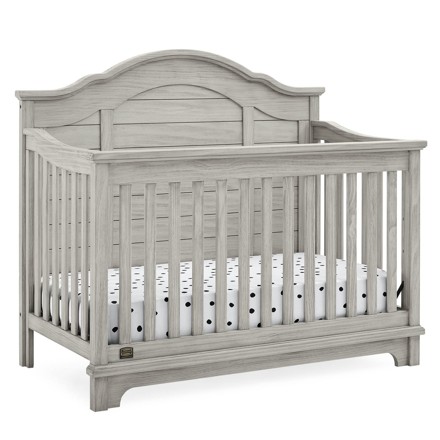 Delta Children Simmons Kids Asher 6-in-1 Convertible Crib with Toddler Rail, Aged Oak