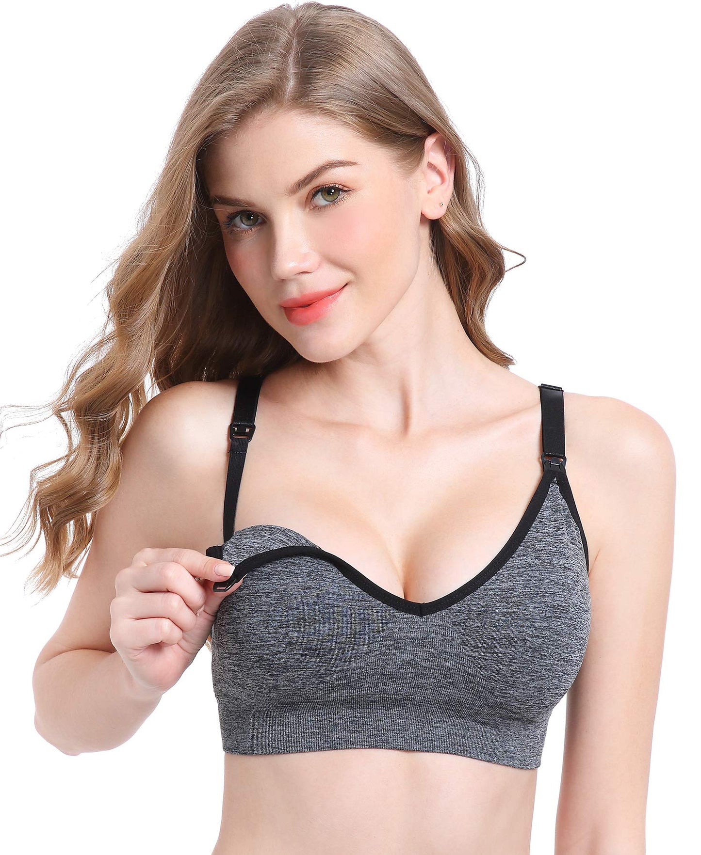 Suekaphin Nursing Bra 5pack Wireless V Neck Maternity Nursing Bra Bralette Low Cut Sleeping Breastfeeding with Extenders