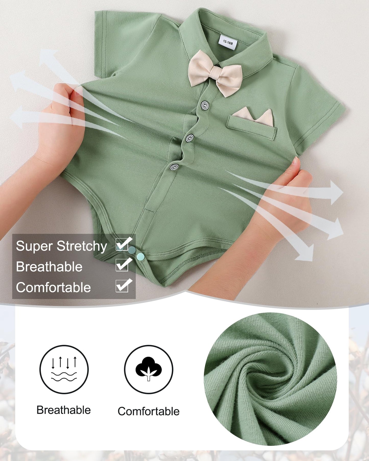 YALLET Baby Boy Clothes Suit Newborn Infant Gentleman Outfits, Formal Dress Shirt+Bowtie+Suspender Shorts Wedding Party Set