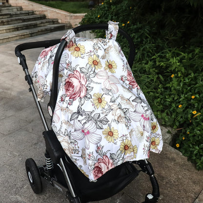Car Seat Cover Baby, Infant Car Seat Canopy Covers for Newborn Girls Boys, Soft Breathable Mink Carseat Covers Stretchy Multi-Use Nursing Cover for Stroller Baby Car Seat, Purple Flroal