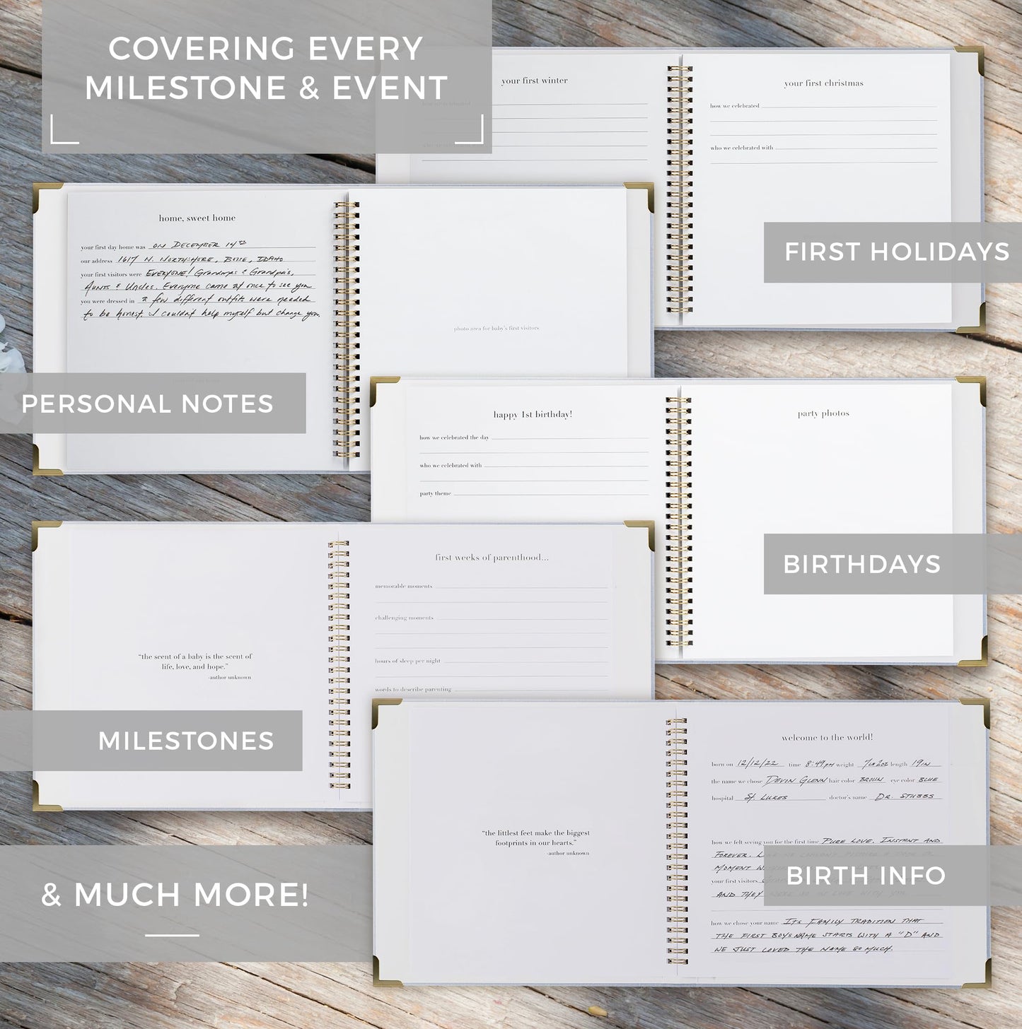 Keepsake Baby Memory Book for Boys and Girls – Timeless First 5 Year Baby Book – Neutral Journal Scrapbook or Photo Album - Record a Milestone for Every Event from Birth to Age 5