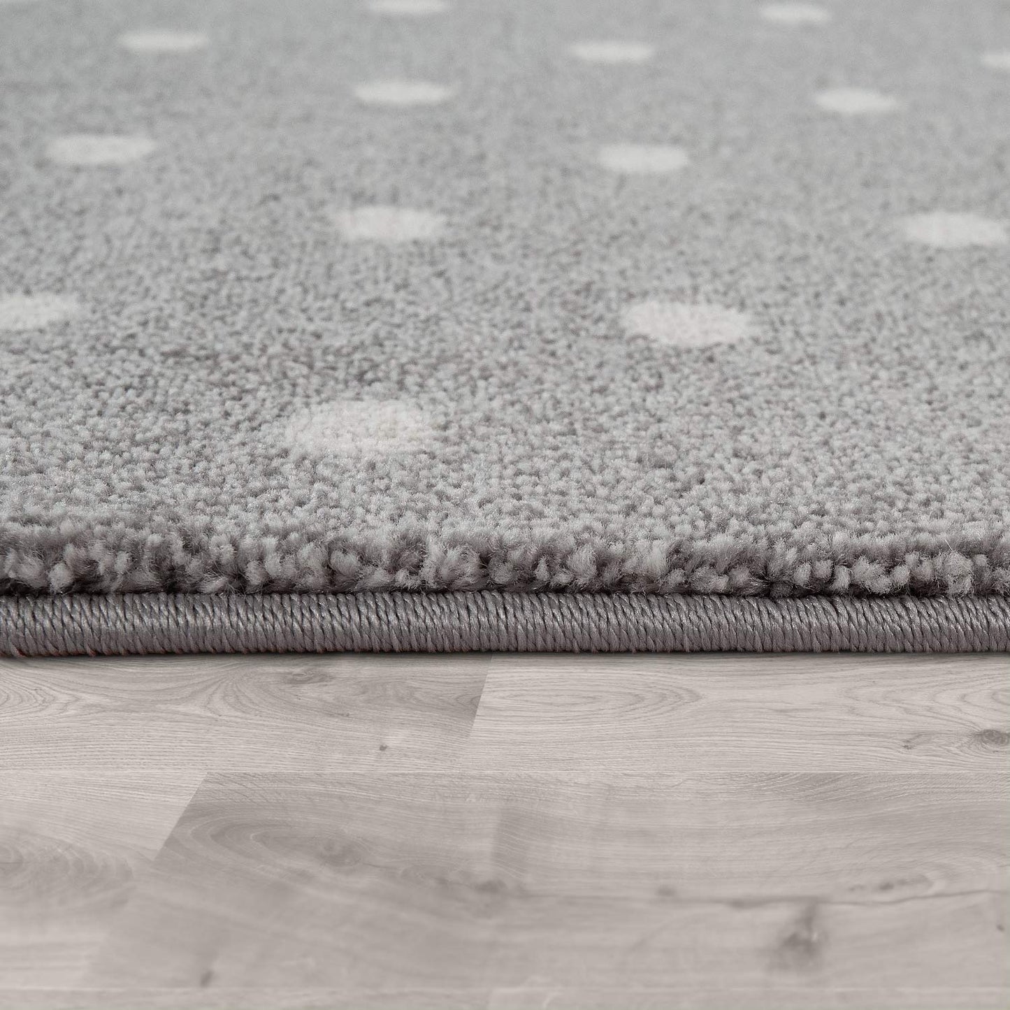 Paco Home Kids Rug for Nursery Checkered with Dots & Stars in Blue White Grey, Size: 3'11" Round