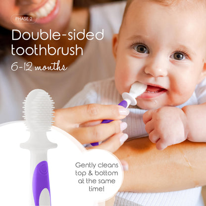 Cherish Baby Care Baby Toothbrush & Toddler Toothbrush Set (0-2 Years) - BPA-Free & Safety-Tested, 2023 Award Winner, Food-Grade Silicone (Teal)