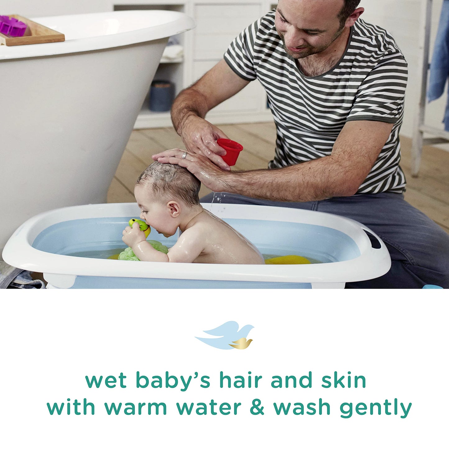 Baby Dove Sensitive Skin Care Baby Wash Fragrance Free Moisture For Baby Bath Time Fragrance Free and Hypoallergenic, Washes Away Bacteria 34 oz (Pack of 1)