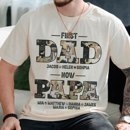 Personalized Fathers Day Shirts for Dad, Grandpa Shirt with Grandkids Names, Gifts for Dad Hunting Fishing