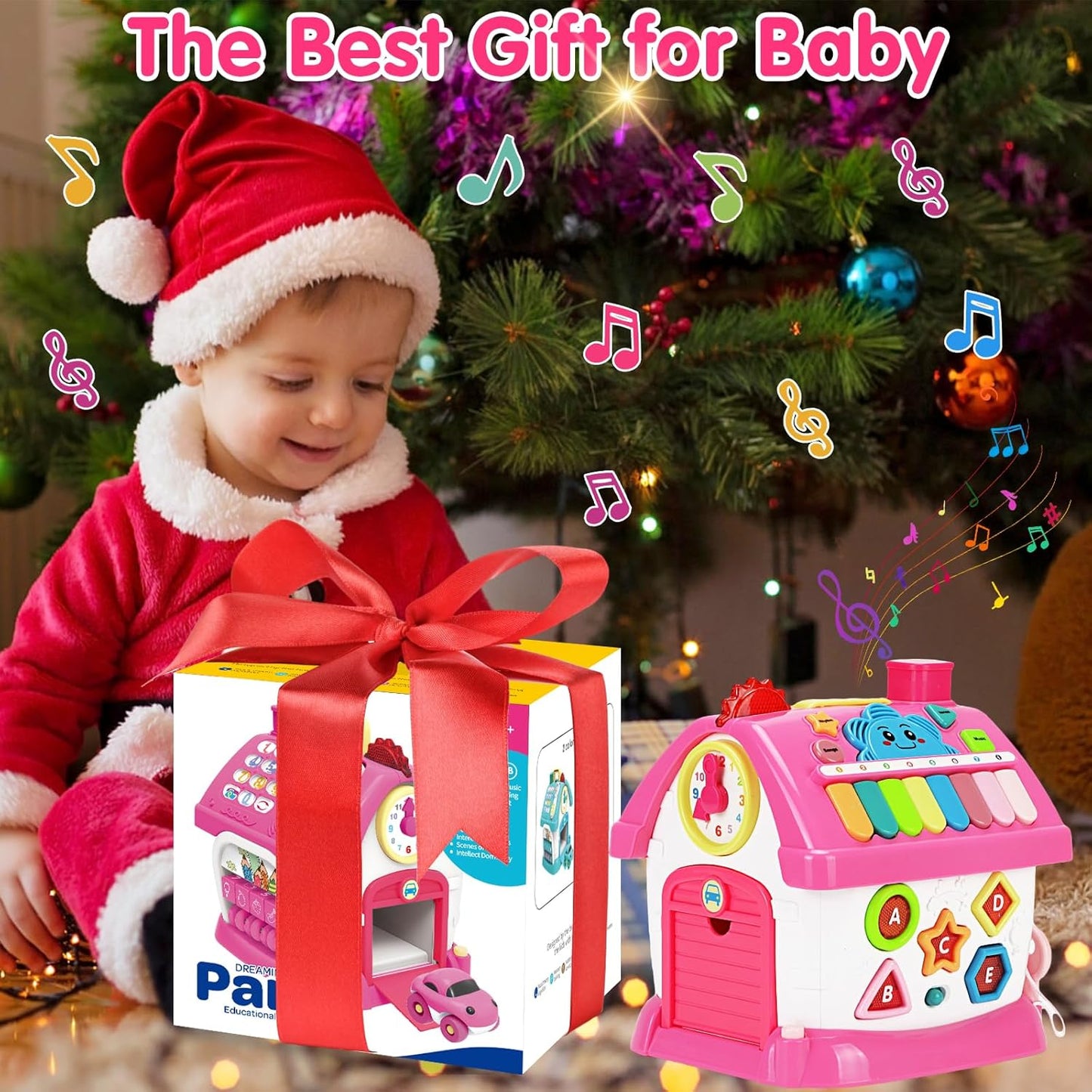 Toys for 1+ Year Old Girl Gifts: Montessori Musical Toddler Toys Age 1-2 - 8-in-1 Multi-Functional House Educational Baby Toys 6-12 12-18 Months - First Birthday Gift for 1 2 Year Old Girls Boys Kids
