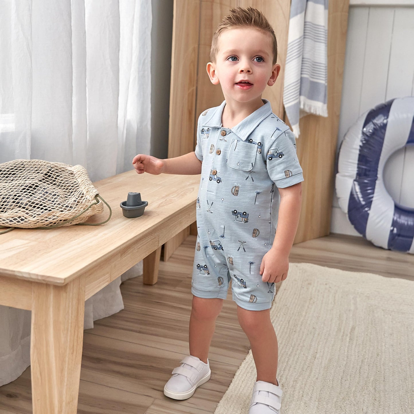 Gerber Baby Boys' Cotton Polo Romper