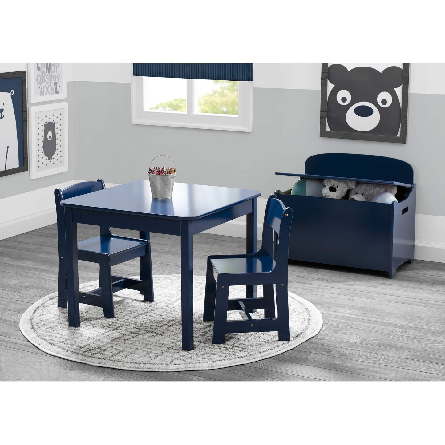 Delta Children MySize Kids Wood Table and Chair Set (2 Chairs Included) - Ideal for Arts & Crafts, Snack Time, & More - Greenguard Gold Certified, Bianca White, 3 Piece Set