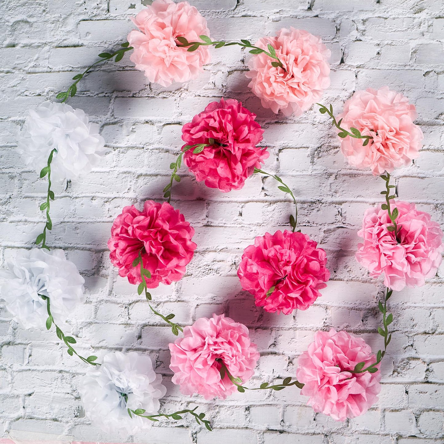 Nude Tissue Paper Pom Pom Garlands, Paper Flowers for Birthday Decorations, Baby Shower, Wedding Engagement, Bridal Shower, Spring Summer Party Decorations