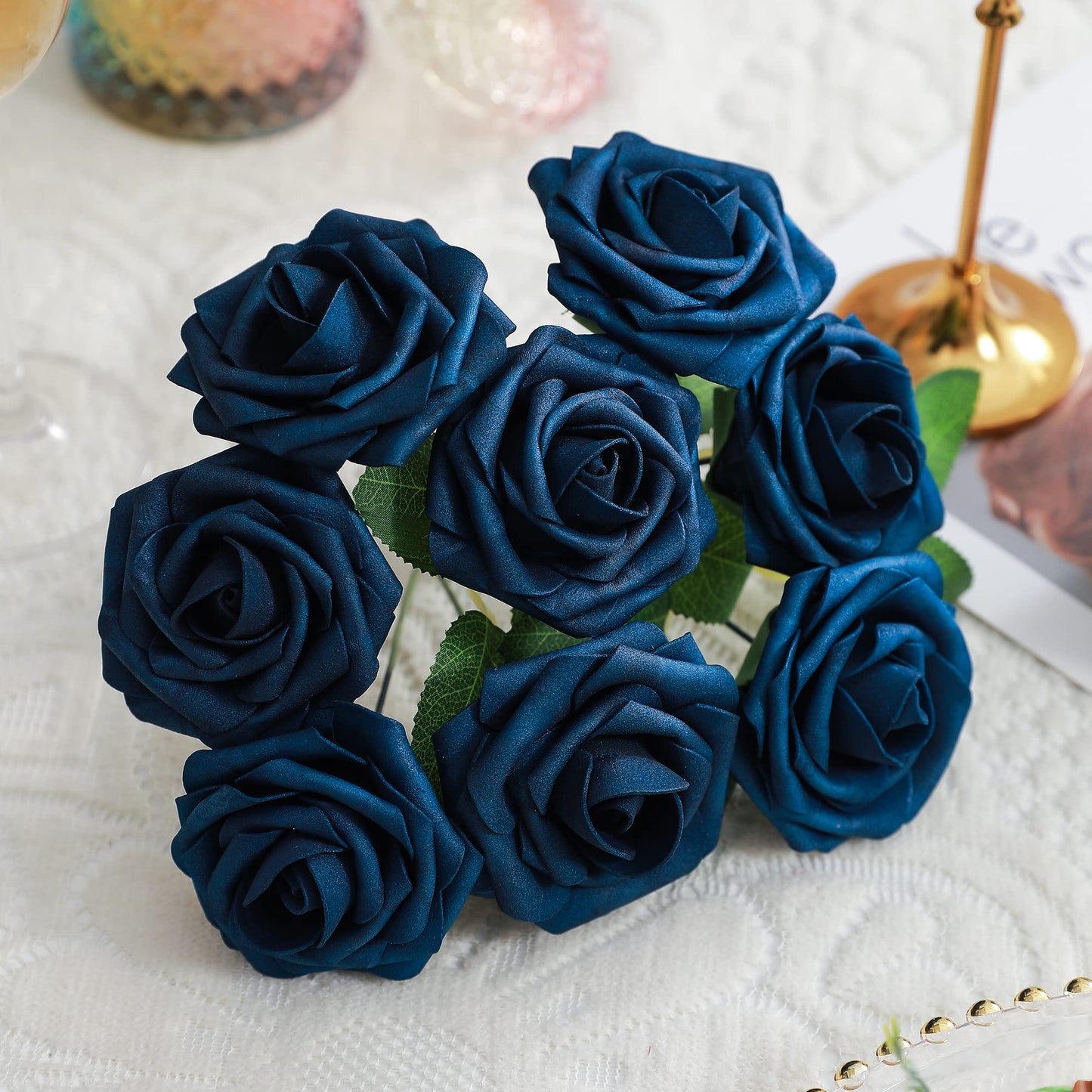 Artificial Flowers Combo, Fake Flowers for DIY Tables Centerpieces Baby Shower Bridal Shower Wedding Bouquet Arrangements Party Candle Holder Cake Decor Flower Home Decorations