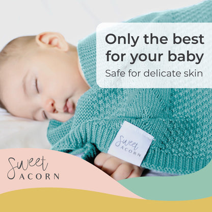 Knit Baby Blanket in Elegant Pattern, Organic Cotton Blankets for Crib or Stroller, Receiving Blankets - Salt White