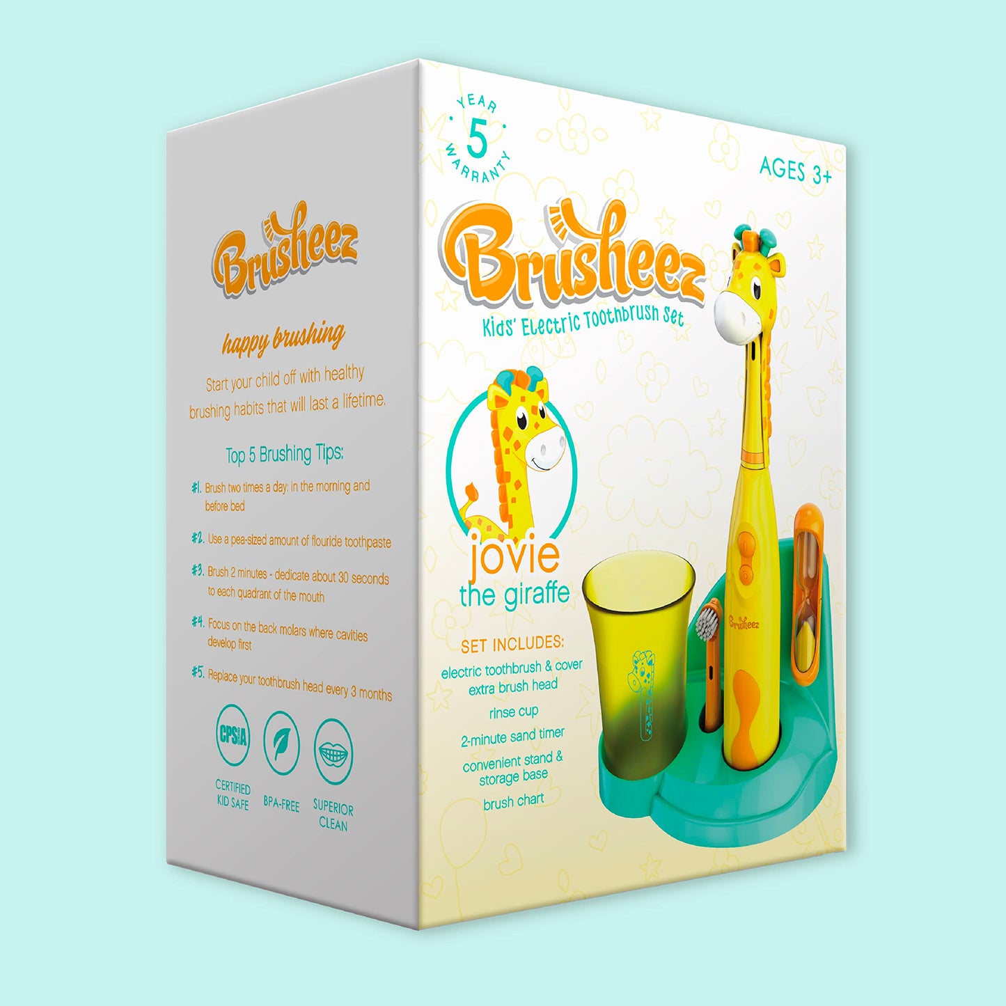 Brusheez Kids’ Electric Toothbrush Set - Safe & Effective for Ages 3+ - Parent Tested & Approved with Gentle Bristles, 2 Brush Heads, Rinse Cup, 2-Minute Timer, & Storage Base (Sparkle The Unicorn)