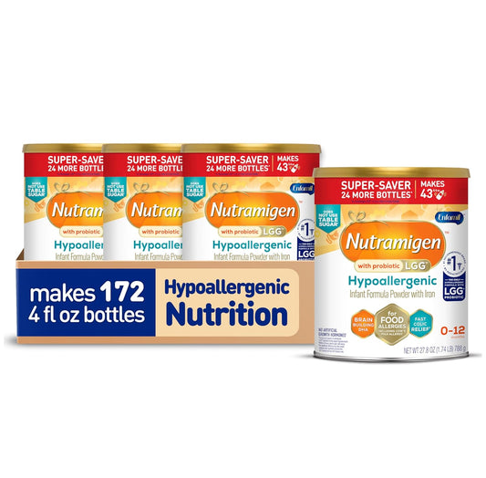 Enfamil Nutramigen Hypoallergenic Baby Formula with Iron, Lactose Free, Colic Relief from Cow's Milk Allergy Starts in 24 Hours, Brain Building DHA, Probiotic LGG for Immune Support, 27.8 Oz Can