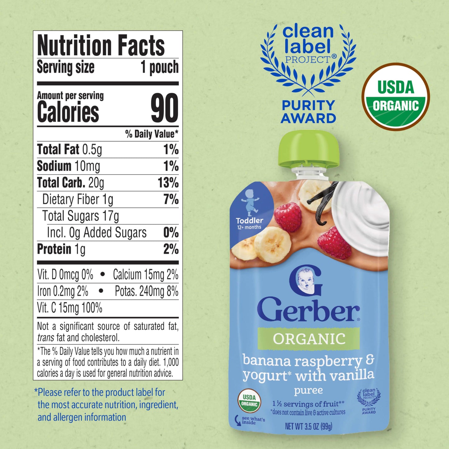 Gerber Baby Food Toddler Apple Pear Peach, 3.5 Oz Pouch