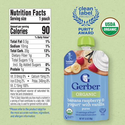 Gerber Baby Food Toddler Apple Pear Peach, 3.5 Oz Pouch