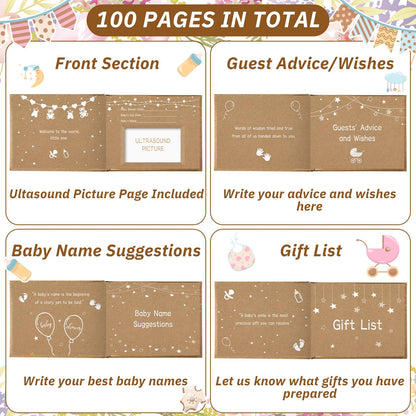 27 Pcs Butterfly Floral Baby Shower Guest Book Set Baby Shower Sign in Guest Floral Book Place Table Cards with Gold Pen Adhesive Photo Corner for Birthday Party