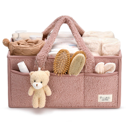 PeraBella Diaper Caddy Organizer for Changing Table, Storage Basket for Wipes, Gift for Baby Shower, Car Organizer, Nursery Organizer, Portable Storage
