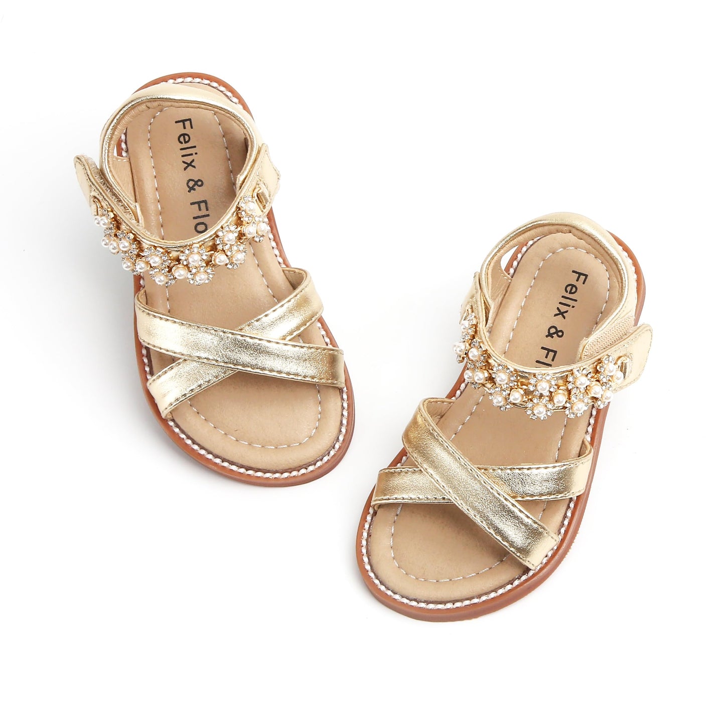 Felix & Flora Toddler Girls Sandals Soft Rubber Flats Summer Baby Flower Girl Shoes.