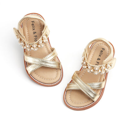 Felix & Flora Toddler Girls Sandals Soft Rubber Flats Summer Baby Flower Girl Shoes.