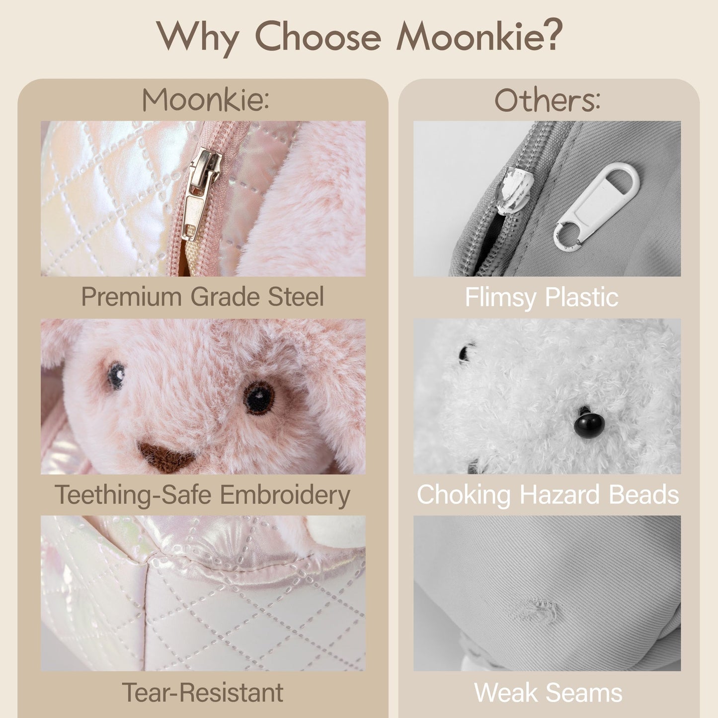 Moonkie Hug & Go™ Reindeer Toddler Backpack – Soft Plush Bag with Take-Along Toy for Kids Aged 2–4 | Ideal for Daycare | Travel & Birthday Gifts