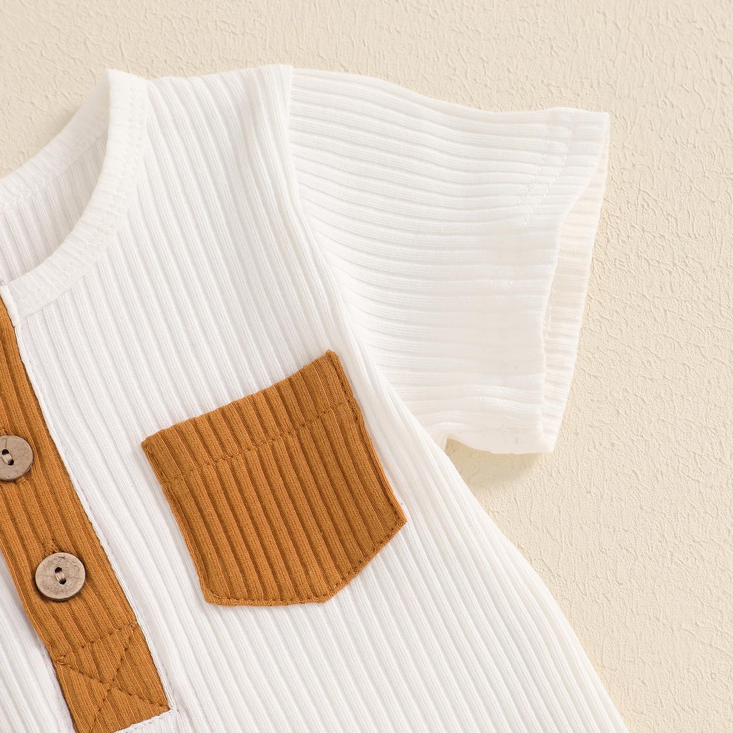 fhutpw Baby Boy Clothes Short Sleeve Romper & Shorts Sets Newborn 3 6 12 Months Summer Knitted Ribbed Splicing Color Outfits