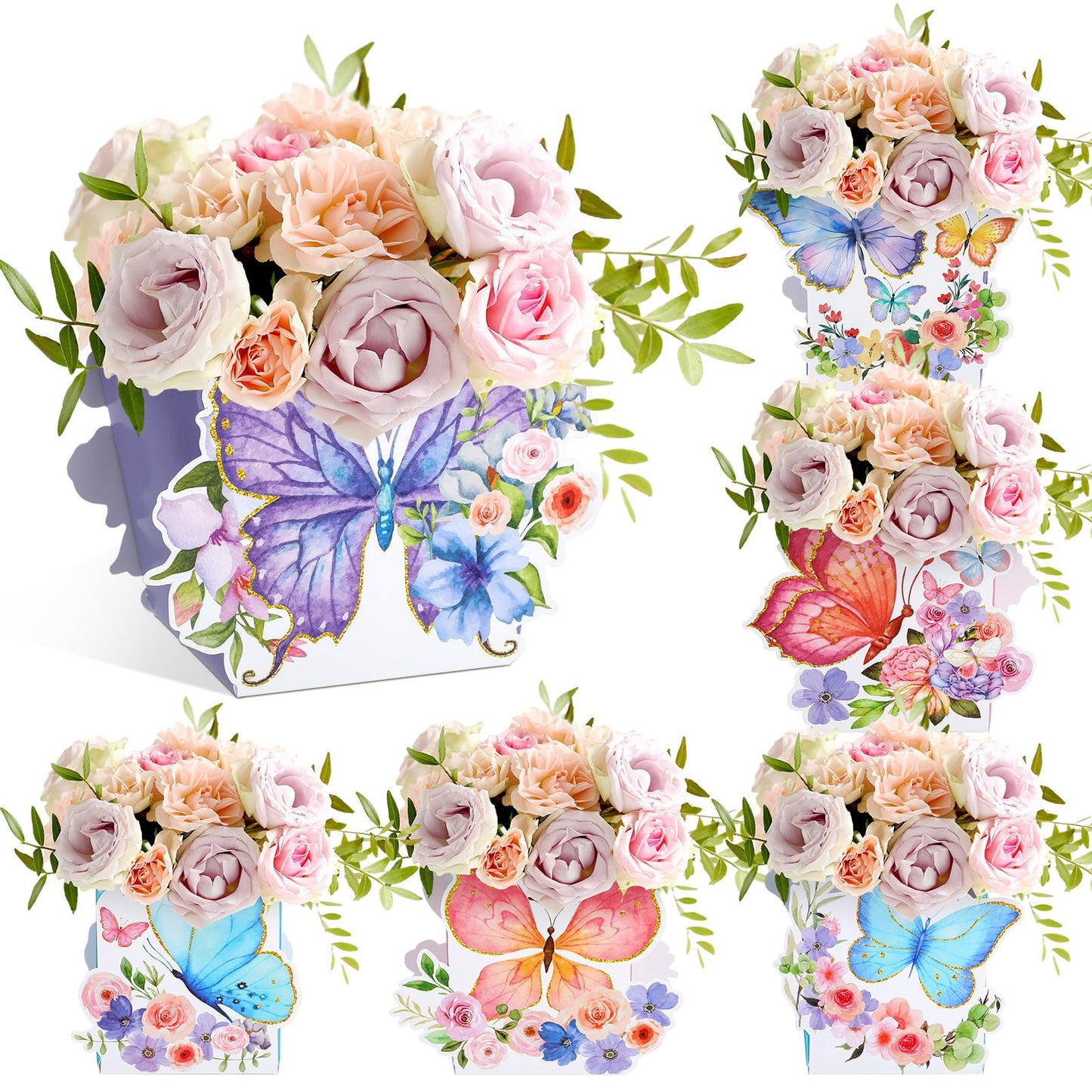 Fuutreo 6 Pcs Butterfly Centerpieces for Baby Shower, Birthday, Tea Party Favors, Tables Decor, Themed Party Supplies, Wedding Decorations