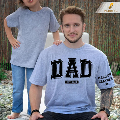 FLOCHIL Personalized Fathers Day Shirts with Kids Name, Custom Dad Shirts for Men, Gifts for Dad, Fathers Day, Christmas