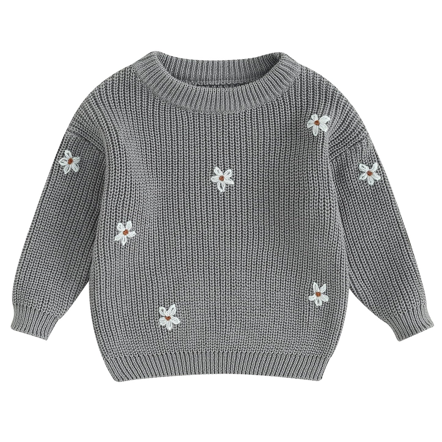 Mubineo Baby Girl Winter Clothes Cute Flower Sweater Crewneck Pullover Long Sleeve Knit Newborn Infant Sweaters