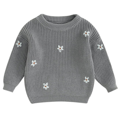 Mubineo Baby Girl Winter Clothes Cute Flower Sweater Crewneck Pullover Long Sleeve Knit Newborn Infant Sweaters