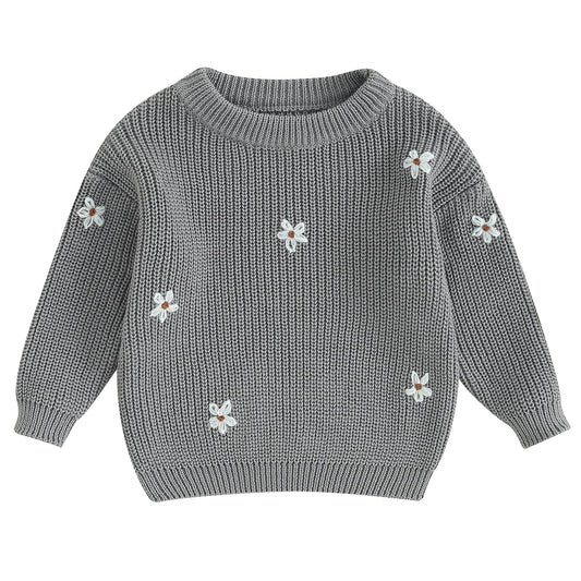 Mubineo Baby Girl Winter Clothes Cute Flower Sweater Crewneck Pullover Long Sleeve Knit Newborn Infant Sweaters