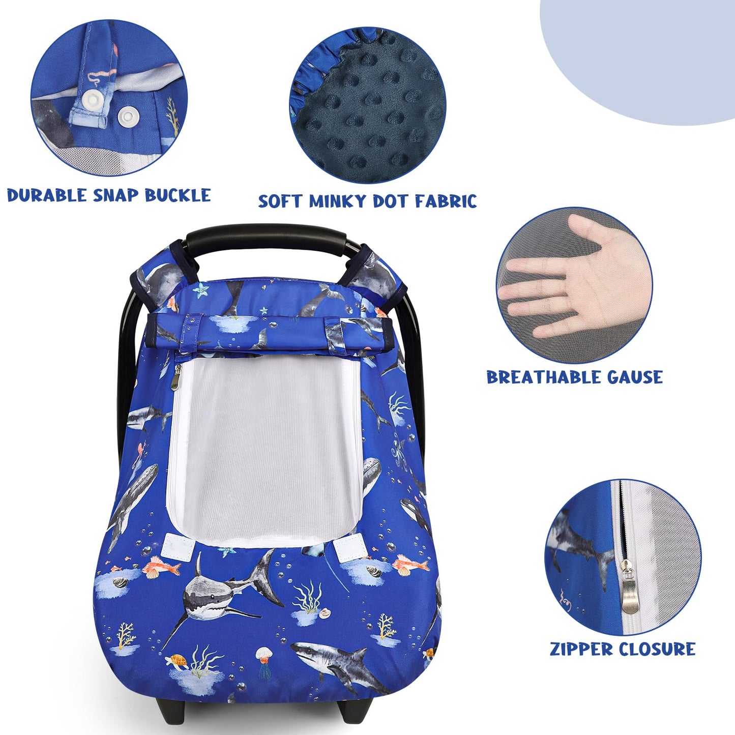 Pea Pod Car Seat Cover Baby, Infant Car Seat Canopy Covers for Newborn with 2 Layers Windows of Breathable Mesh Fabric, Lightweight Polyester/Soft Minky Dot Backing (Floral & Rainbow)