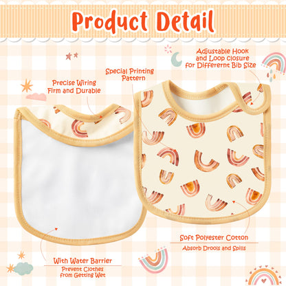 7Pcs Cotton Waterproof Baby Bibs Hook Loop Closure Newborn Bib Keepsake Baby Gift for Drooling Feeding Eating