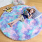 Pink Round Area Rugs 6Ft for Bedroom Living Room, Big Fluffy Shag Circle Rug for Kids Playroom, Cute Preppy Room Decor for Teen Girls, Cozy Fuzzy Furry Plush Carpets for Baby Nursery, Dorm, Classroom