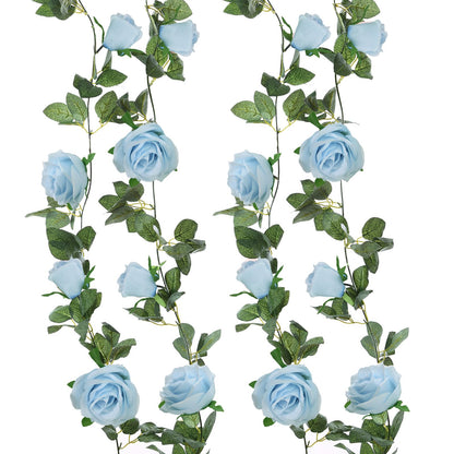 Felice Arts 2 Pack Pink Artificial Rose Garland Each 6.5FT Fake Rose Vine Hanging Floral Garland for Wedding Flowers Table Centerpiece Arrangement Baby Shower Decor
